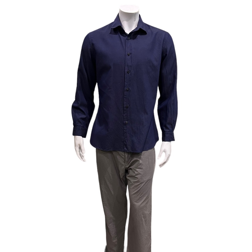 Prada Mens Navy Polka Dot Dress Shirt